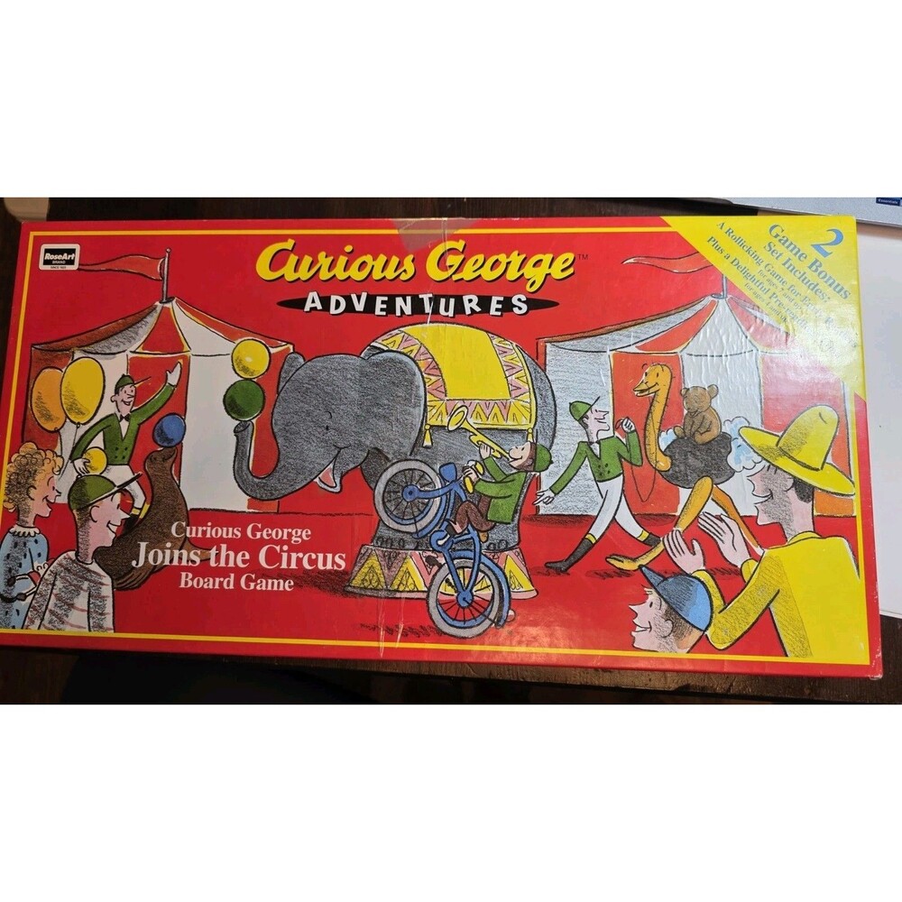 Curious George Joins The Circus Vintage 1999 board game RoseArt USA